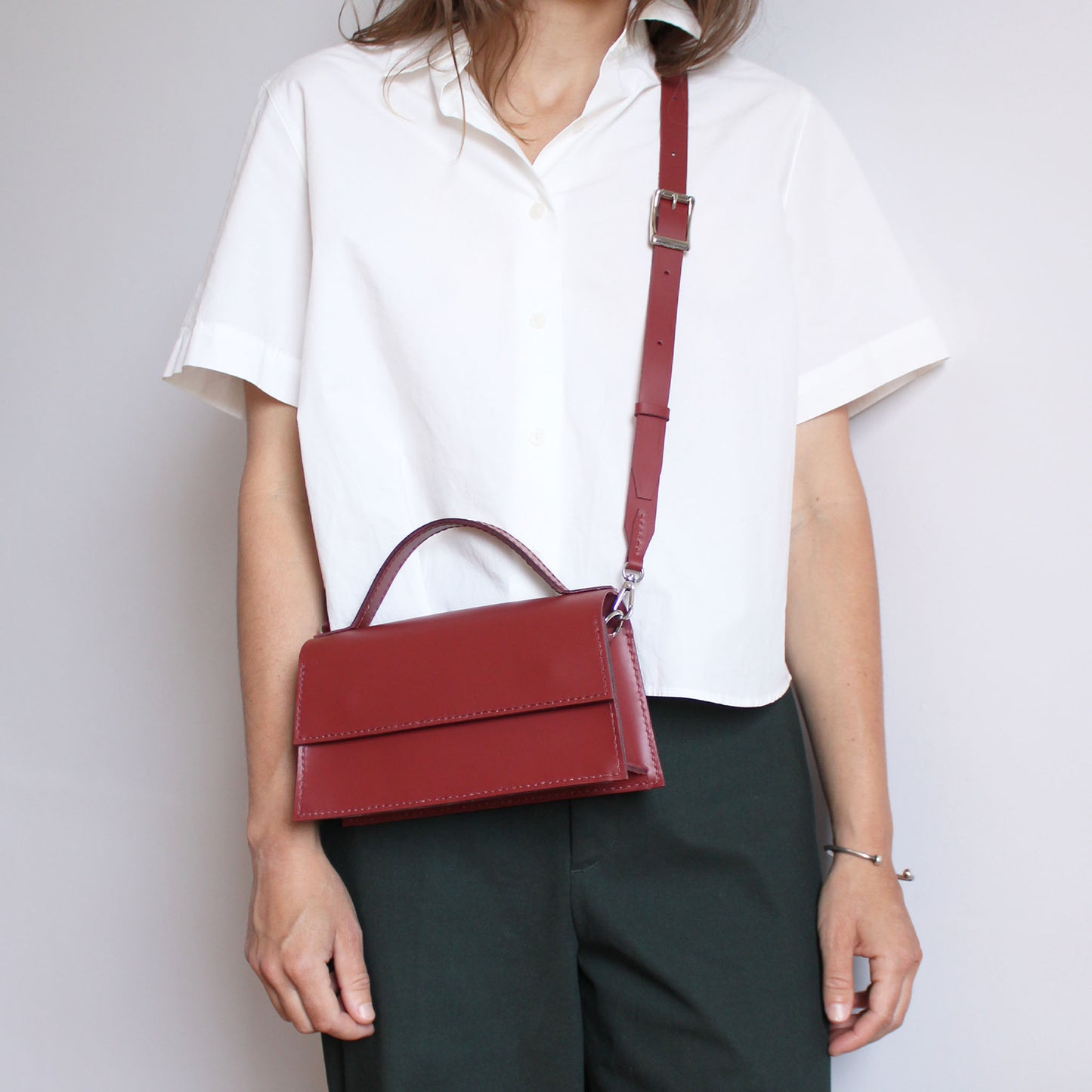 Sac Ava allongé / Cuir bordeaux