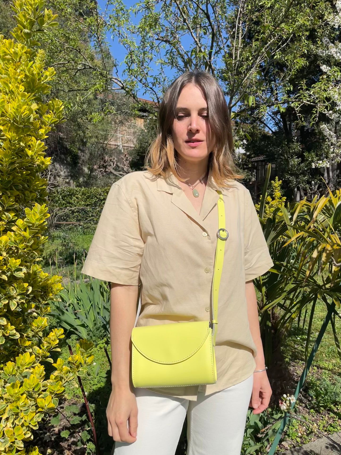 Sac Camélia Bandoulière / Cuir jaune