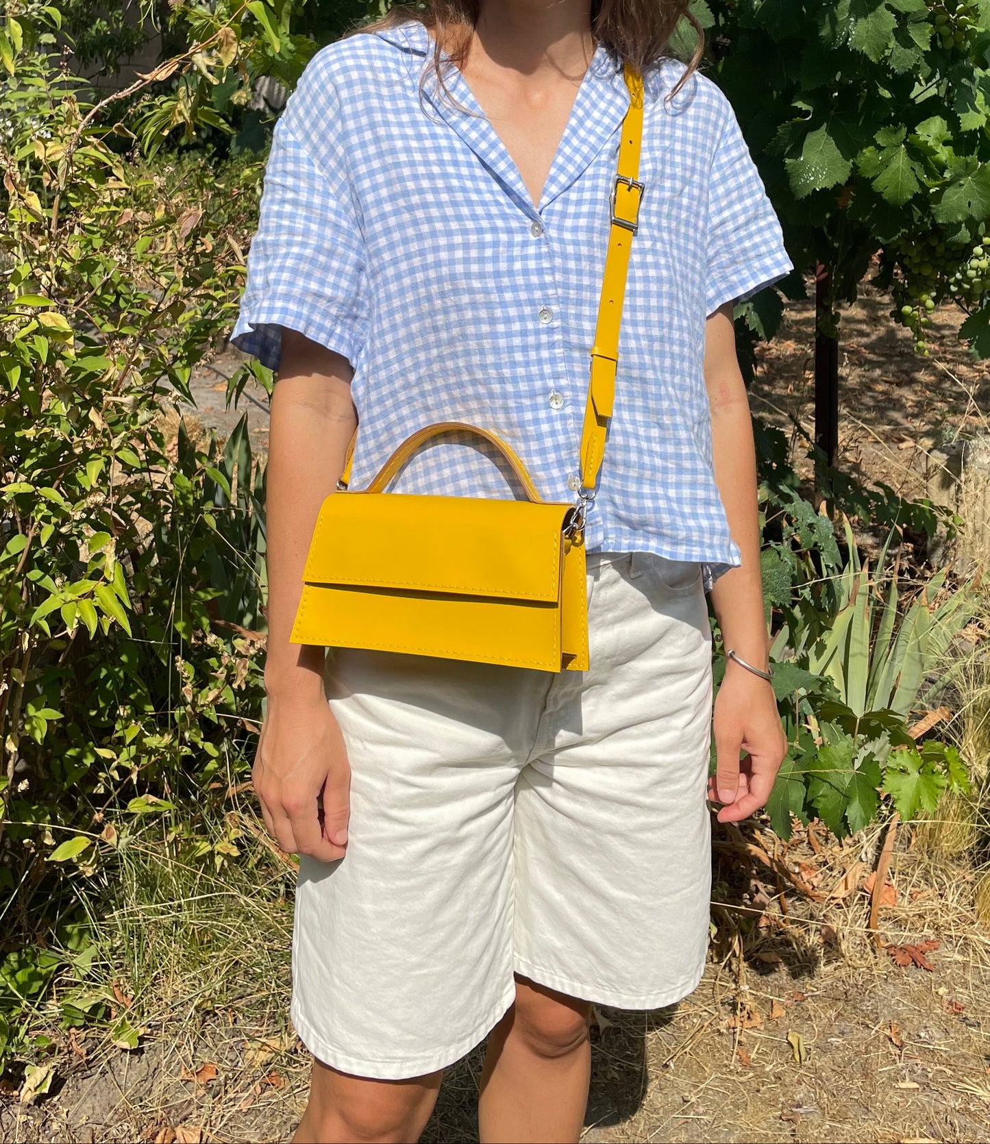Sac Ava allongé / cuir jaune soleil