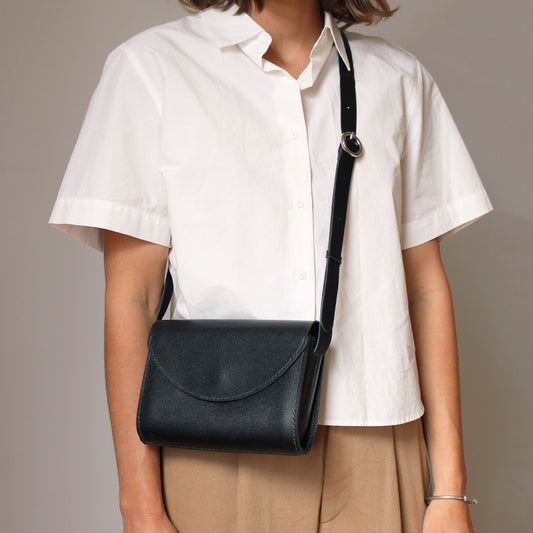 Sac Camélia - Classique / Cuir noir brillant