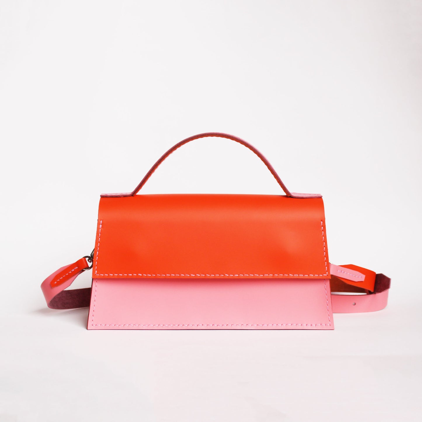 Sac Ava Bicolore 2 / Cuir orange & rose