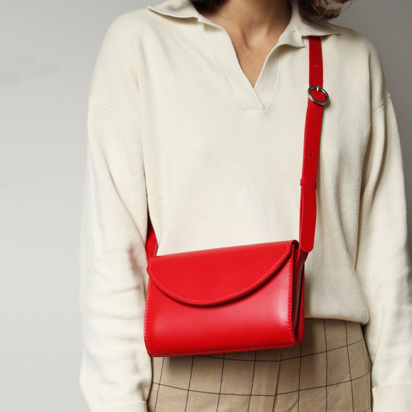 Sac Camélia classique / Cuir rouge samba