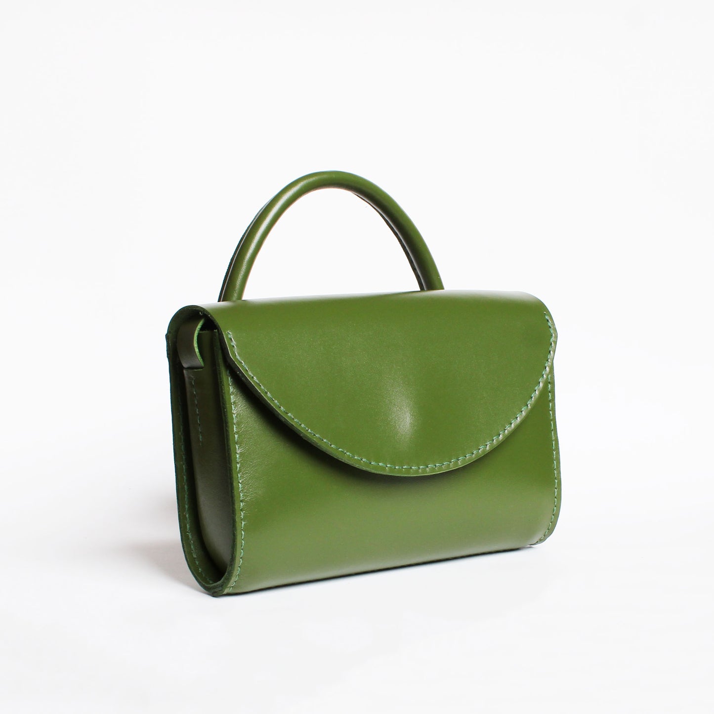 Sac Camélia Poignée / Cuir vert olive