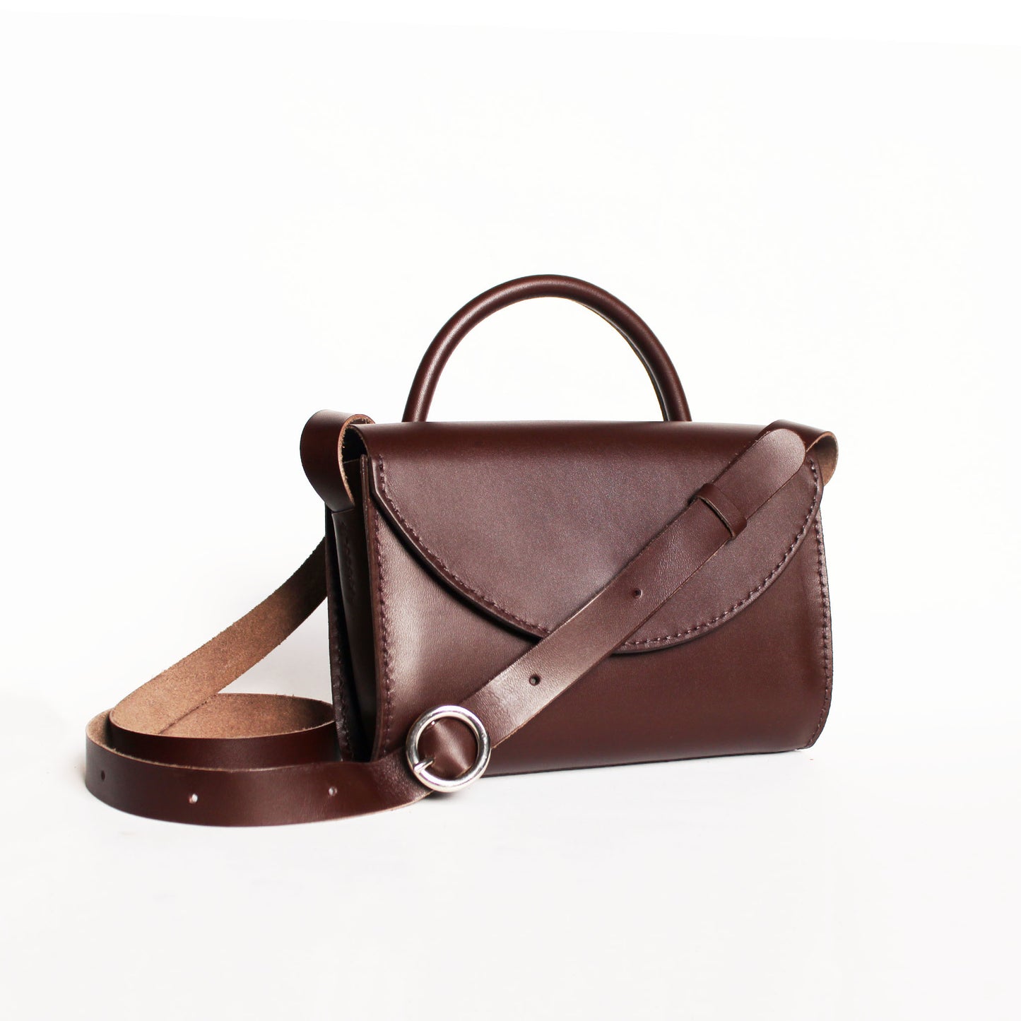 Sac Camélia poignée / Cuir chocolat