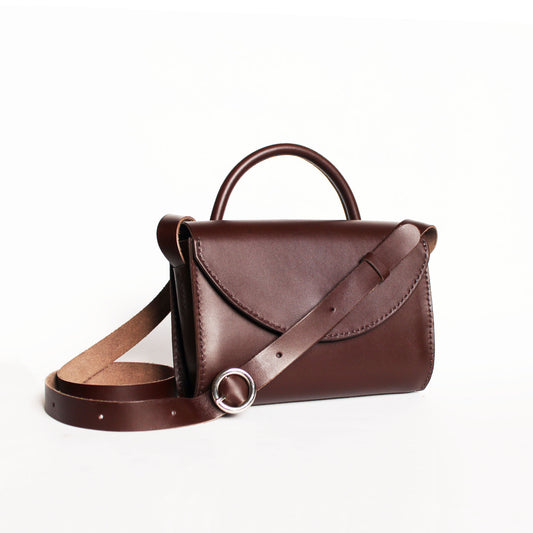 Sac Camélia poignée / Cuir chocolat