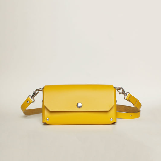 Pochette Luti / cuir jaune soleil