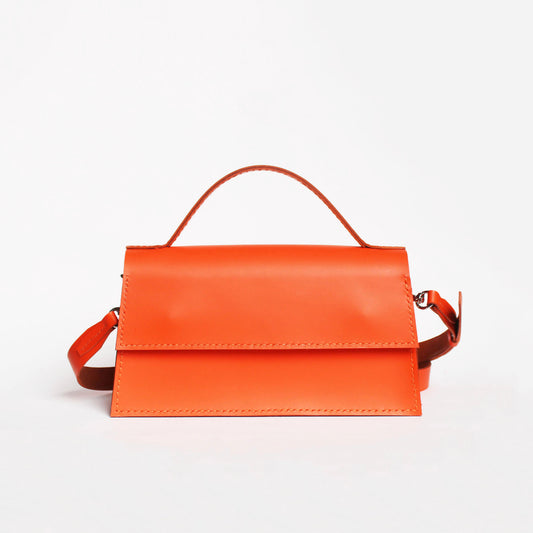 Sac Ava allongé / Cuir orange vif