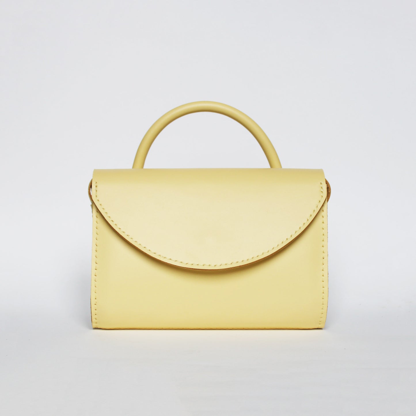 Sac Camélia poignée / cuir jaune beurre