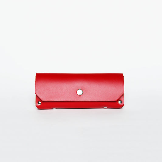 Etui à lunettes / Cuir rouge samba