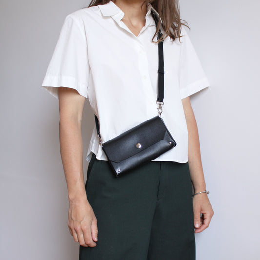 Pochette Luti / Cuir noir brillant