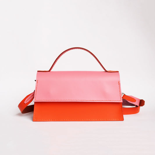 Sac Ava Bicolore 1 / Cuir rose & orange