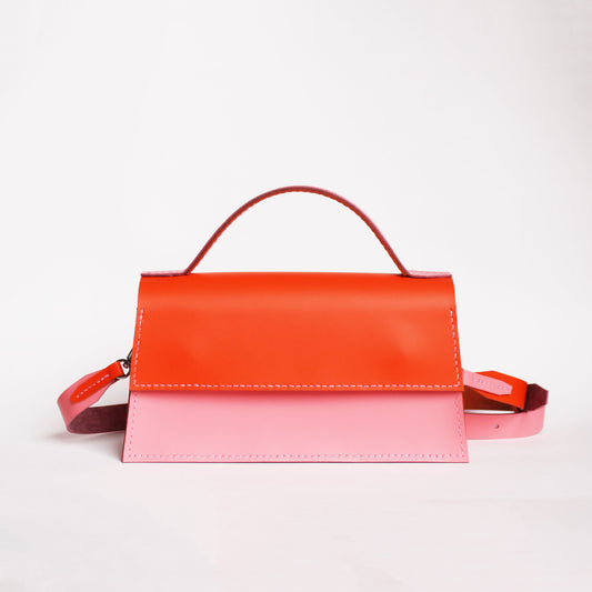 Sac Ava Bicolore 2 / Cuir orange & rose