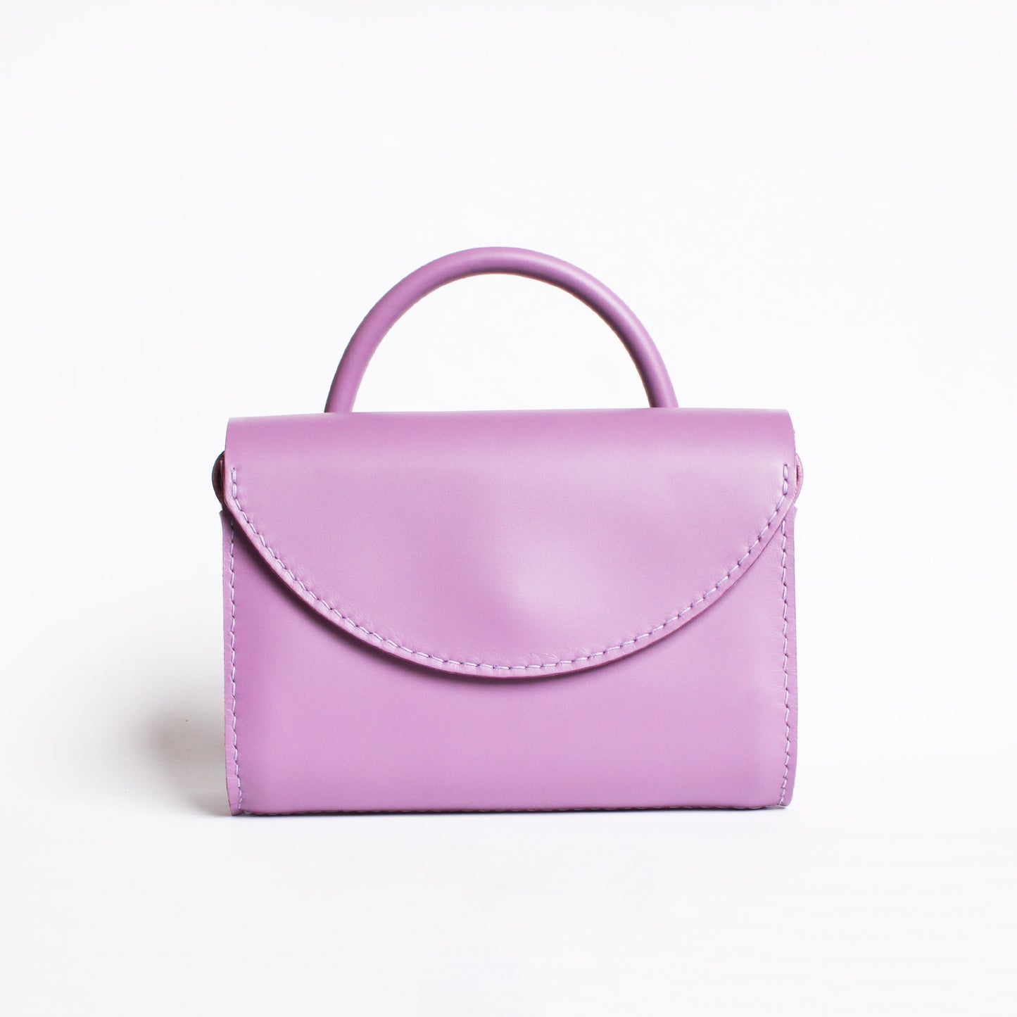Sac Camélia - poignée / Cuir Mauve