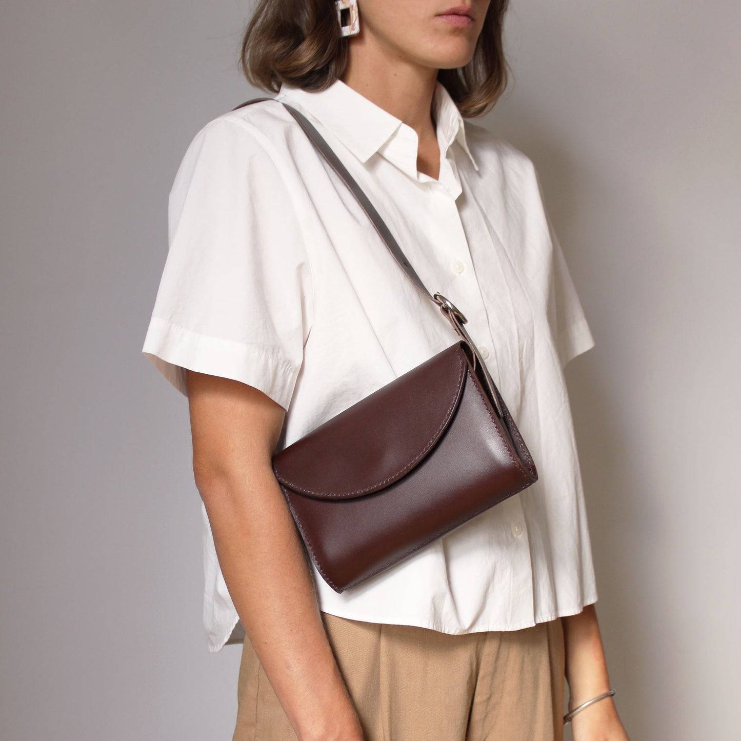 Sac Camélia anse / Cuir chocolat